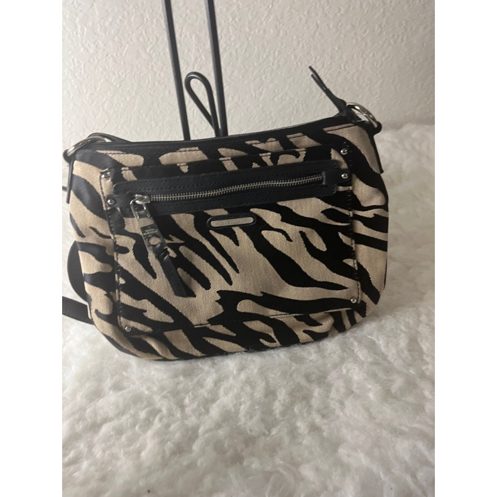 Dana Buchman Kristi Shoulder Crossbody Purse Bag Black Grey Zebra